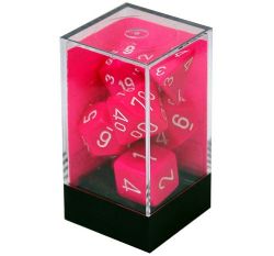 7 DICE RPG SET -  7 DICE, PINK / WHITE -  OPAQUE CHX