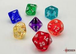 7 DICE RPG SET -  7 DICE, PRISM -  TRANSLUSCENT CHX