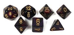 7 DICE RPG SET -  7 DICE, PURPLE AND RED WITH GOLD -  GEMINI CHX