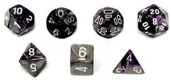 7 DICE RPG SET -  7 DICE, PURPLE-STEEL/WHITE -  GEMINI CHX