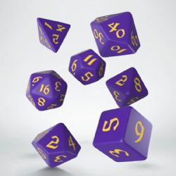 7 DICE RPG SET -  7 DICE, PURPLE & YELLOW -  RUNIC Q-WORKSHOP