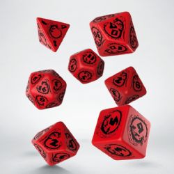 7 DICE RPG SET -  7 DICE, RED AND BLACK -  DRAGONS Q-WORKSHOP