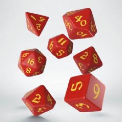 7 DICE RPG SET -  7 DICE, RED AND YELLOW -  CLASSIC RUNIC Q-WORKSHOP