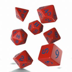 7 DICE RPG SET -  7 DICE, RED & BLUE -  RUNIC Q-WORKSHOP