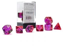 7 DICE RPG SET -  7 DICE, RED-VIOLET AND GOLD -  GEMINI CHX