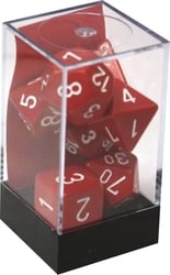 7 DICE RPG SET -  7 DICE, RED WITH WHITE CHX