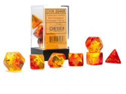 7 DICE RPG SET -  7 DICE, RED/YELLOW AND GOLD -  GEMINI CHX