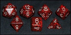 7 DICE RPG SET -  7 DICE, SILVER VOLCANO -  SPECKLED CHX