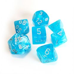 7 DICE RPG SET -  7 DICE, SKY AND SILVER -  LUMINARY CHX