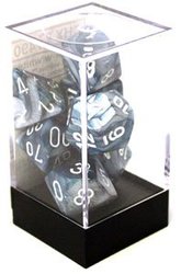 7 DICE RPG SET -  7 DICE, SLATE WITH WHITE -  LUSTROUS CHX