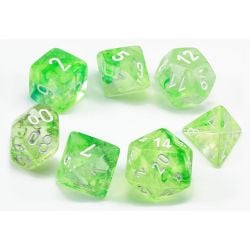 7 DICE RPG SET -  7 DICE, SPRING WITH WHITE -  NEBULA CHX