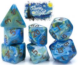 7 DICE RPG SET -  7 DICE, STARRY NIGHT -  VAN GOGH DICE