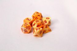 7 DICE RPG SET -  7 DICE, SUNBURST WITH RED -  FESTIVE CHX