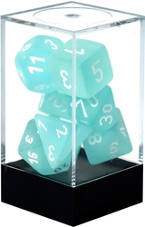 7 DICE RPG SET -  7 DICE, TEAL/WHITE -  FROSTED CHX