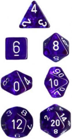 7 DICE RPG SET -  7 DICE, TRANSLUCENT BLUE / WHITE -  TRANSLUSCENT CHX