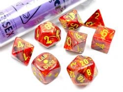 7 DICE RPG SET -  7 DICE, UNDERWORLD WITH YELLOW -  VORTEX CHX