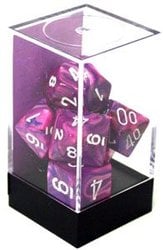 7 DICE RPG SET -  7 DICE, VIOLET WITH WHITE -  FESTIVE CHX