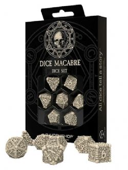 7 DICE RPG SET -  7 DICE, WHITE -  MACABRE Q-WORKSHOP