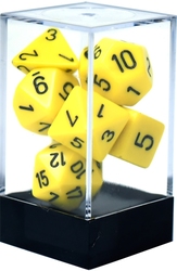 7 DICE RPG SET -  7 DICE, YELLOW WITH BLACK -  OPAQUE CHX