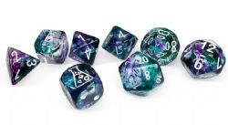 7 DICE RPG SET -  7-DIE SET POLYHEDRAL FLUORITE/WHITE (WITH BONUS DIE) -  NEBULA CHX