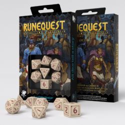 7 DICE RPG SET -  BEIGE AND BURGUNDY DICE SET (7) -  RUNEQUEST Q-WORKSHOP