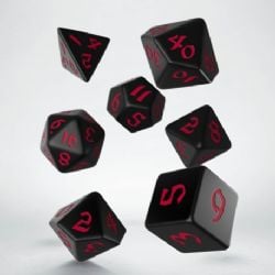 7 DICE RPG SET -  BLACK AND RED DICE SET (7) -  RUNIC Q-WORKSHOP