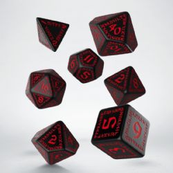 7 DICE RPG SET -  BLACK AND RED DICE SET (7) -  RUNIK Q-WORKSHOP