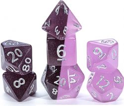 7 DICE RPG SET -  NINJA - (COLD:BLACK /HOT:PURPLE) -  CHROMOMANCY DICE