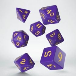 7 DICE RPG SET -  PURPLE & YELLOW DICE SET (7) -  RUNIC Q-WORKSHOP