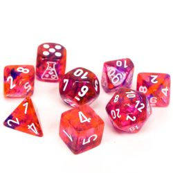 7 DICE RPG SET -  SET OF 7 POLYHEDRAL DIES: NEBULA BLACK LIGHT SPECIAL / WHITE WITH BONUS DICE -  NEBULA CHX