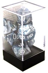 7 DICE, SLATE WITH WHITE -  LUSTROUS