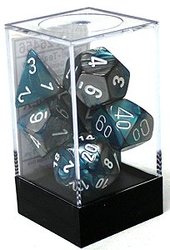 7 DICE, STEEL/TEAL WITH WHITE NUMBERS -  GEMINI