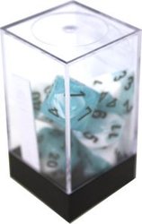 7 DICE, WHITE AND TEAL WITH BLACK -  GEMINI