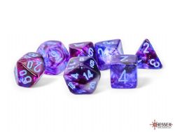 7 MEGA DICE SET -  7 MEGA-HEDRAL DICE, NOCTURNAL BLUE LUMINARY - NEBULA -  NEBULA CHX