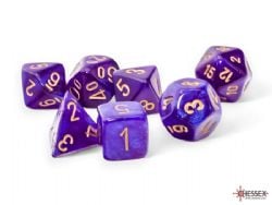 7 MEGA DICE SET -  7 MEGA-HEDRAL DICE, PURPLE/GOLD LUMINARY - BOREALIS -  BOREALIS CHX