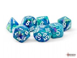 7 MEGA DICE SET -  7 MEGA-HEDRAL DICE, WATERLILY WITH WHITE - FESTIVE -  FESTIVE CHX