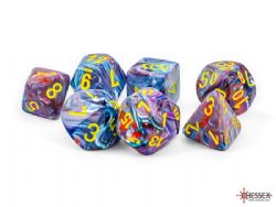 7 MEGA-HEDRAL DICE, MOSAIC/YELLOW - FESTIVE