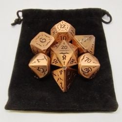 7 METAL DICE, ANCIENT COPPER WITH POUCH -  VAMPIRIC WARHOST DICE