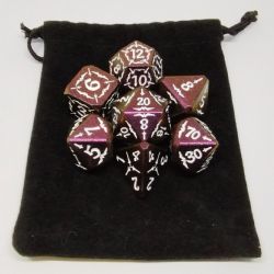 7 METAL DICE, GOTHIC PURPLE WITH POUCH -  VAMPIRIC WARHOST DICE