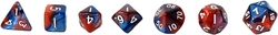 7 MINIATURE DICE, BLUE AND RED -  MINIATURE