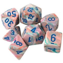 7 MINIATURE DICE RPG SET -  7 MINIATURE DICE, FESTIVE POP-ART/BLUE -  MINIATURE CHX