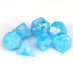 7 MINIATURE DICE RPG SET -  7 MINIATURE DICE, LUMINARY SKY/SILVER -  MINIATURE CHX