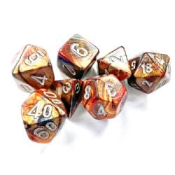 7 MINIATURE DICE RPG SET -  7 MINIATURE DICE, LUSTROUS GOLD/SILVER -  MINIATURE CHX