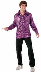 70'S -  PINK AND BLACK BRILLANT DISCO SHIRT (ADULT - ONE SIZE)