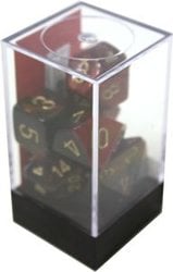 7DICE RPG SET -  7 DICE, BLACK AND RED WITH GOLD -  GEMINI