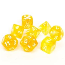 7DICE RPG SET -  7 DICE, BOREALIS CANARY/WHITE LUMINARY WITH BONUS DICE