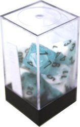 7DICE RPG SET -  7 DICE, WHITE AND TEAL WITH BLACK -  GEMINI