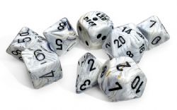 7DICE RPG SET -  7-DIE SET POLYHEDRAL CALCITE/BLACK (WITH BONUS DIE) -  MARBLE