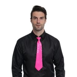 80'S -  NEON SEQUIN TIE - PINK