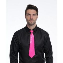 80'S -  NEON SEQUIN TIE - PINK